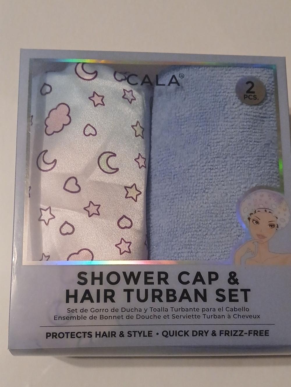 Blue Shower Cap & Hair Turban Set